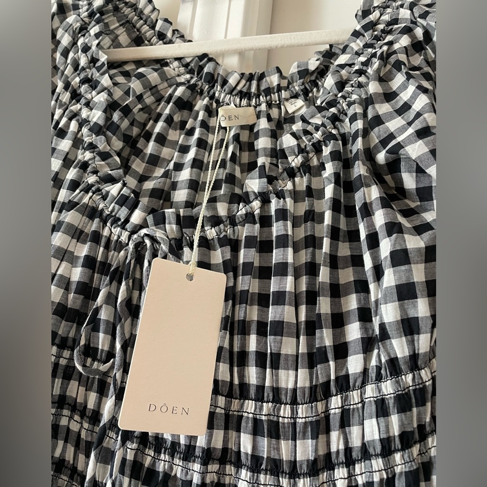 DOEN NWT Ischia Dress Noir Greta Gingham Size L - Picture 3 of 5